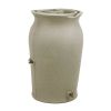 Grey Sand Stone 50-Gallon Plastic Urn Rain Barrel with Planter Top
