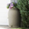 Grey Sand Stone 50-Gallon Plastic Urn Rain Barrel with Planter Top