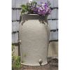Grey Sand Stone 50-Gallon Plastic Urn Rain Barrel with Planter Top