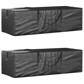 Garden Cushion Storage Bag Set of 2 Black Polyethylene