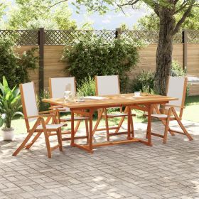 Folding Garden Chair Set of 4 Grey Solid acacia wood and textilene