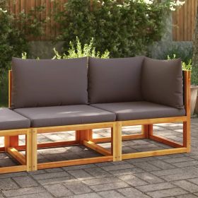 Garden Sofa Grey Solid acacia wood, PE rattan 2-seater Modular
