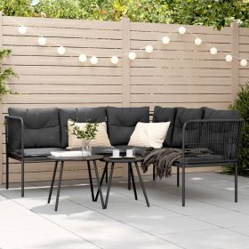 Garden Sofa Black Powder-coated steel Large
