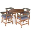 5 Pieces Patio Dining Set with Cushions and PE Rattan Backrest for Garden and Backyard