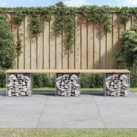 Patio Bench Gabion Design 79.9"x17.3"x16.5" Solid Wood Pine