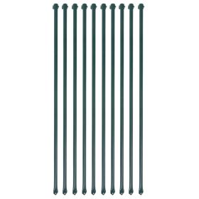 Garden Posts 10 pcs 39.4" Metal Green