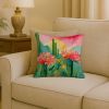 Arizona Saguaro Cactus Blossom in Watercolor Throw Pillow Machine Washable, Indoor Outdoor Decorative Pillow for Couch, Bed or Patio, 18Hx18W