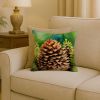 Maine White Pine Cone and Tassels in Watercolor Throw Pillow Machine Washable, Indoor Outdoor Decorative Pillow for Couch, Bed or Patio, 18Hx18W