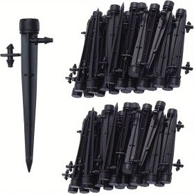 20pcs/50pcs Drip Emitters Perfect For 4/7mm Tube PE Pipe; 8 Holes; Adjustable 360 Degree Water Flow Irrigation Drippers On Stake For Flower Bed; (Color: Black, Quantity: 50pcs)