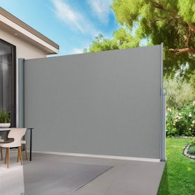 Retractable Side Awning - Folding Patio Privacy Screen | Waterproof & UV-Resistant Outdoor Shade Divider for Patio, Garden, Balcony & Commercial (Color: Light Grey, size: 71X138)